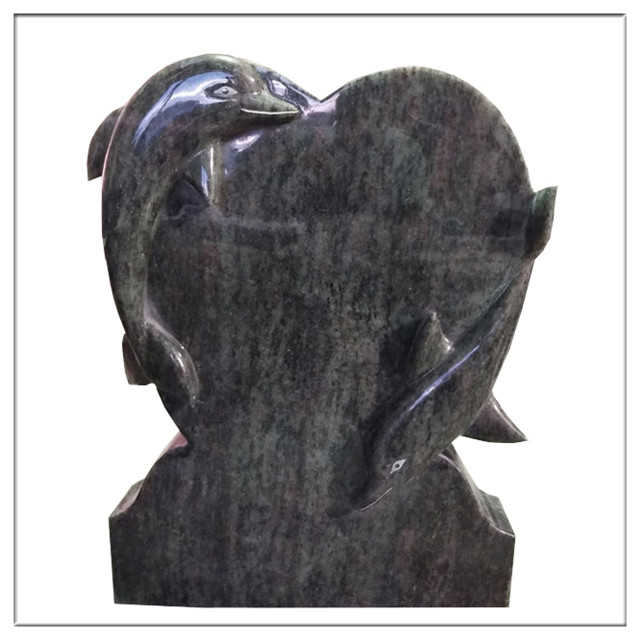 Heart Dolphin Headstone
