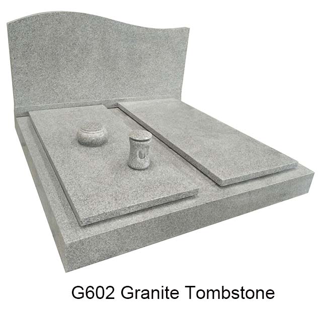 Double Grey Granite Tombstone