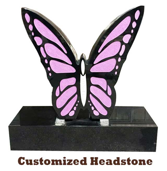 Pink Color Butterfly Shape Headstone