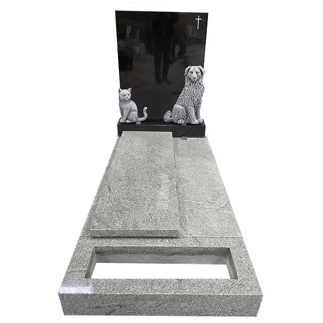 Dog Cat Black Granite Kebset Headstone 