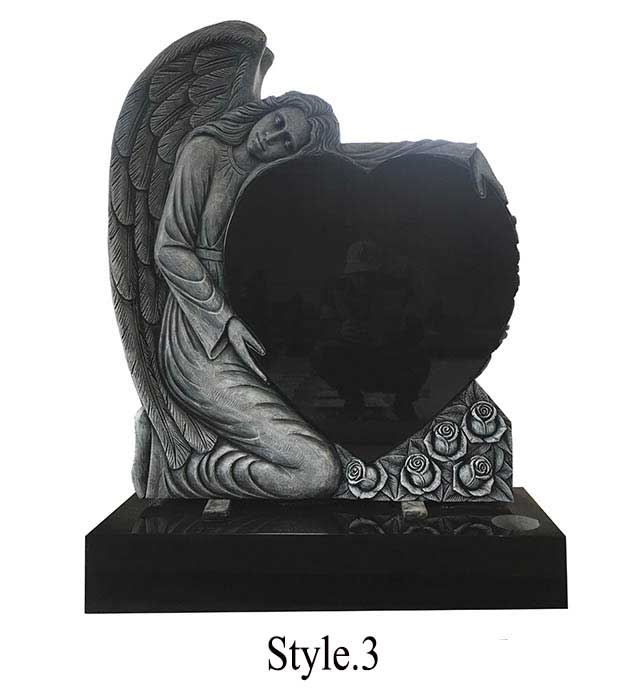 Traditional Weeping Angel Heart Stone Memorial