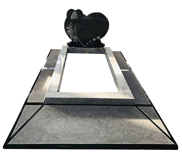 Large Black Granite Heart Kerb Heasdtone 