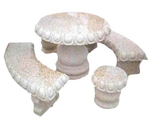 Classic Style White Marble Table Chairs for Lawn Patio