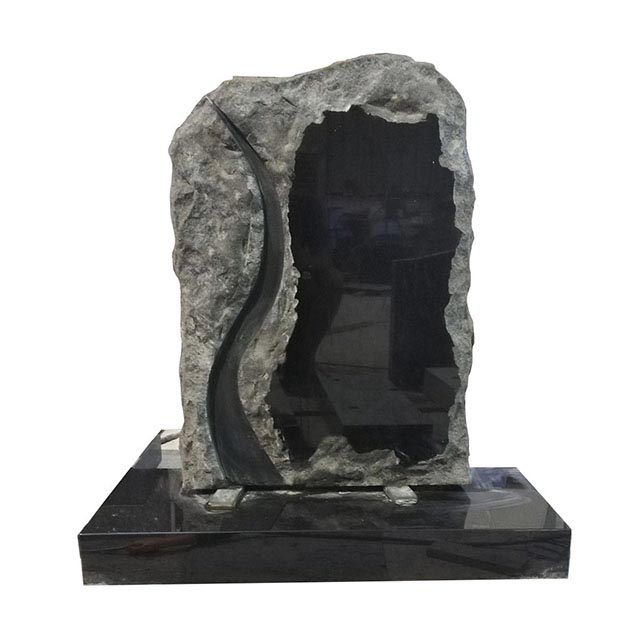 Hand Carved Natural Surface China Black Granite Headstone