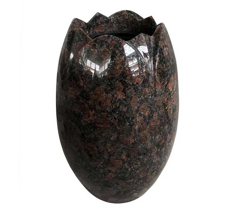 Brown Granite Flower Shape Funeral Vase 