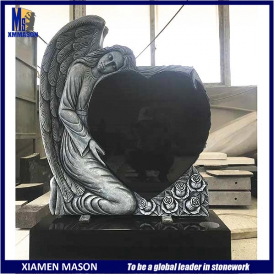 Factory Sale Black Granite Monument with Angel